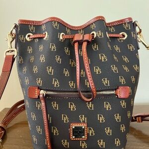 Dooney & Bourke Black and Tan Monogram Shoulder Bag